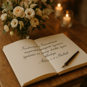 Życzenia do księgi gości weselnych – przykłady, pomysły i gotowe wpisy na każdą okazję